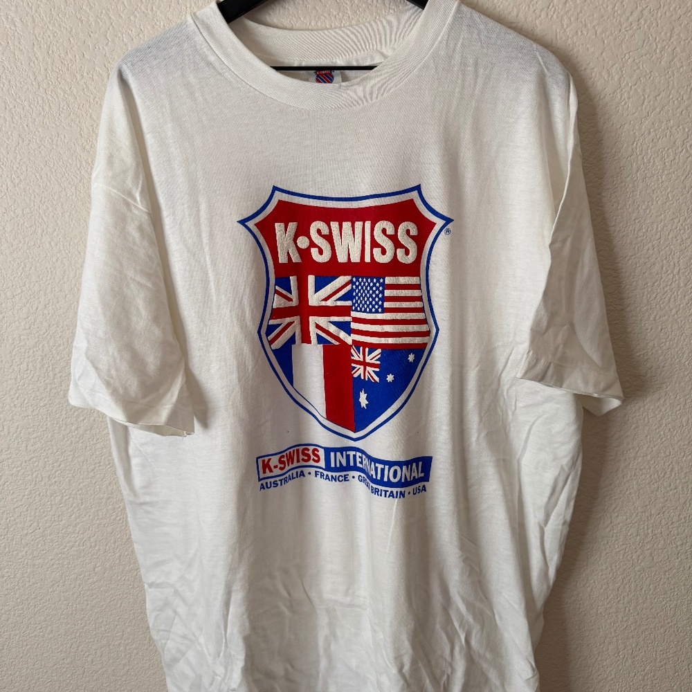 K-Swiss U.S. Men's Clay Court Championships White Short Sleeve Tee Shirt Size XL